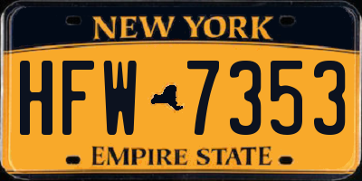 NY license plate HFW7353