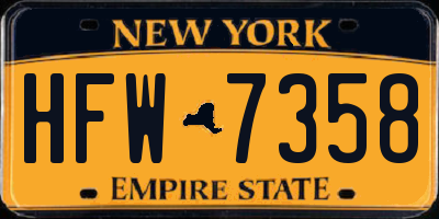 NY license plate HFW7358