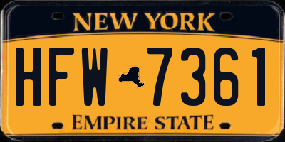 NY license plate HFW7361
