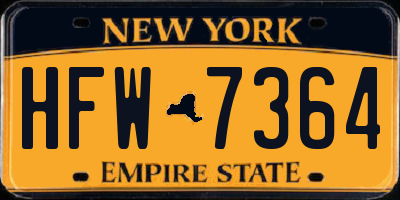 NY license plate HFW7364