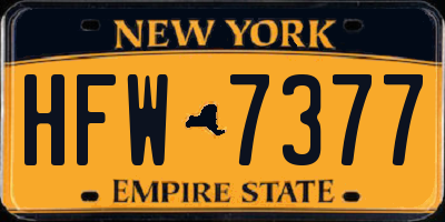 NY license plate HFW7377