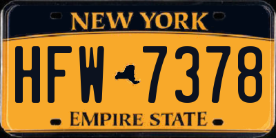 NY license plate HFW7378