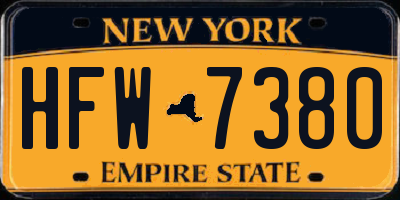 NY license plate HFW7380