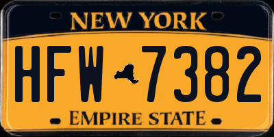 NY license plate HFW7382
