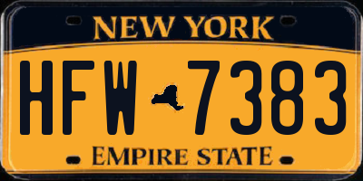 NY license plate HFW7383