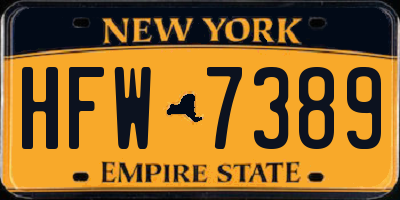 NY license plate HFW7389