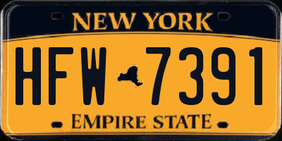 NY license plate HFW7391