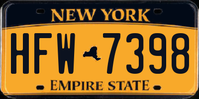 NY license plate HFW7398