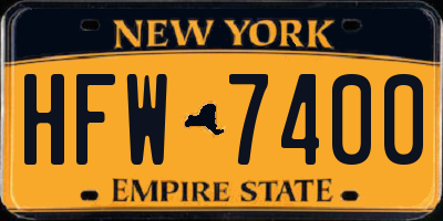NY license plate HFW7400