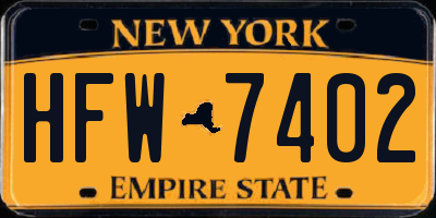 NY license plate HFW7402