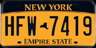 NY license plate HFW7419