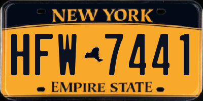 NY license plate HFW7441