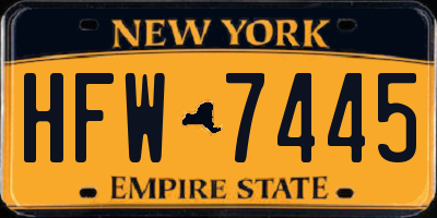 NY license plate HFW7445