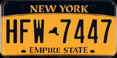 NY license plate HFW7447