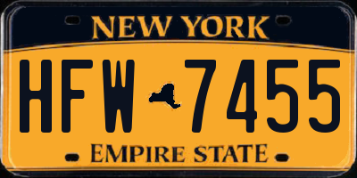 NY license plate HFW7455