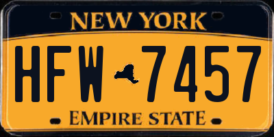 NY license plate HFW7457