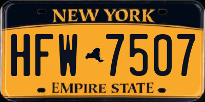 NY license plate HFW7507