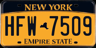 NY license plate HFW7509