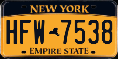 NY license plate HFW7538