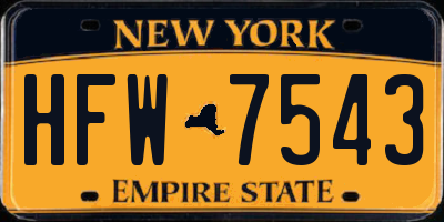 NY license plate HFW7543