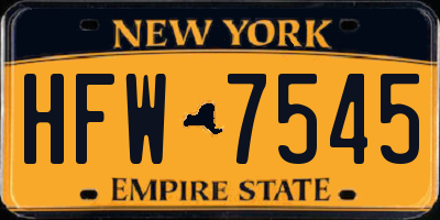 NY license plate HFW7545