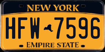 NY license plate HFW7596