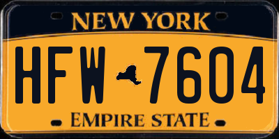 NY license plate HFW7604