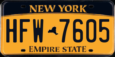 NY license plate HFW7605