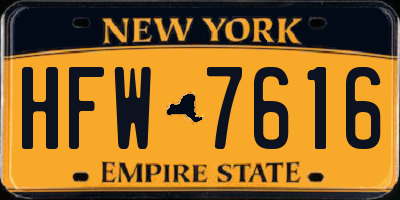 NY license plate HFW7616