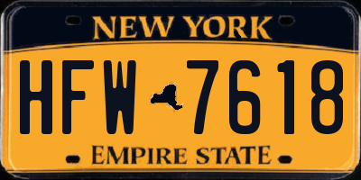 NY license plate HFW7618