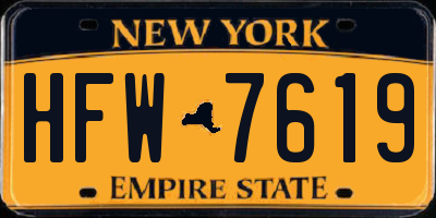 NY license plate HFW7619