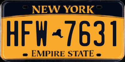 NY license plate HFW7631