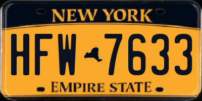 NY license plate HFW7633