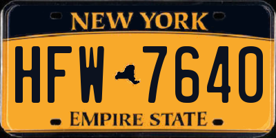 NY license plate HFW7640