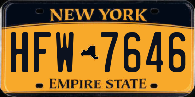 NY license plate HFW7646