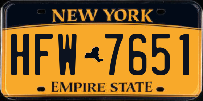 NY license plate HFW7651