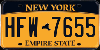 NY license plate HFW7655