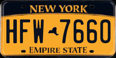 NY license plate HFW7660