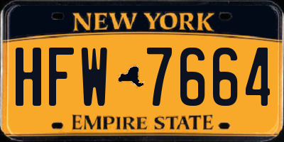 NY license plate HFW7664