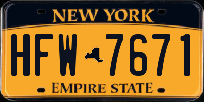 NY license plate HFW7671