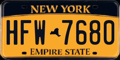NY license plate HFW7680