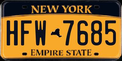 NY license plate HFW7685