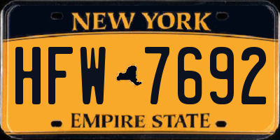NY license plate HFW7692