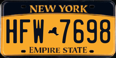 NY license plate HFW7698