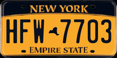 NY license plate HFW7703