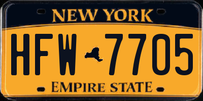 NY license plate HFW7705