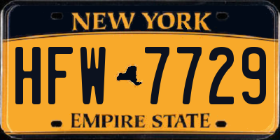 NY license plate HFW7729