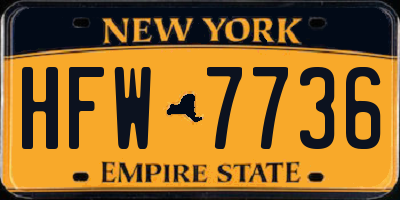 NY license plate HFW7736