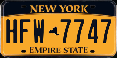 NY license plate HFW7747