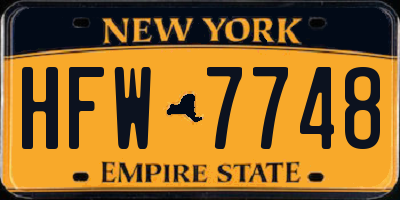 NY license plate HFW7748